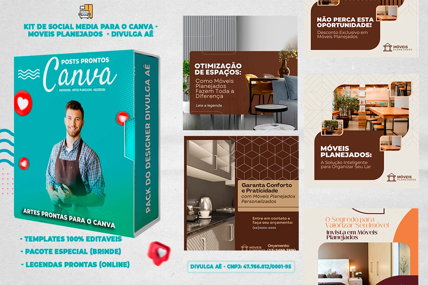 Pack de Posts Prontos para o Canva - Móveis Planejados e Marcenaria - Madereira + Legendas Prontas - Imagem 43