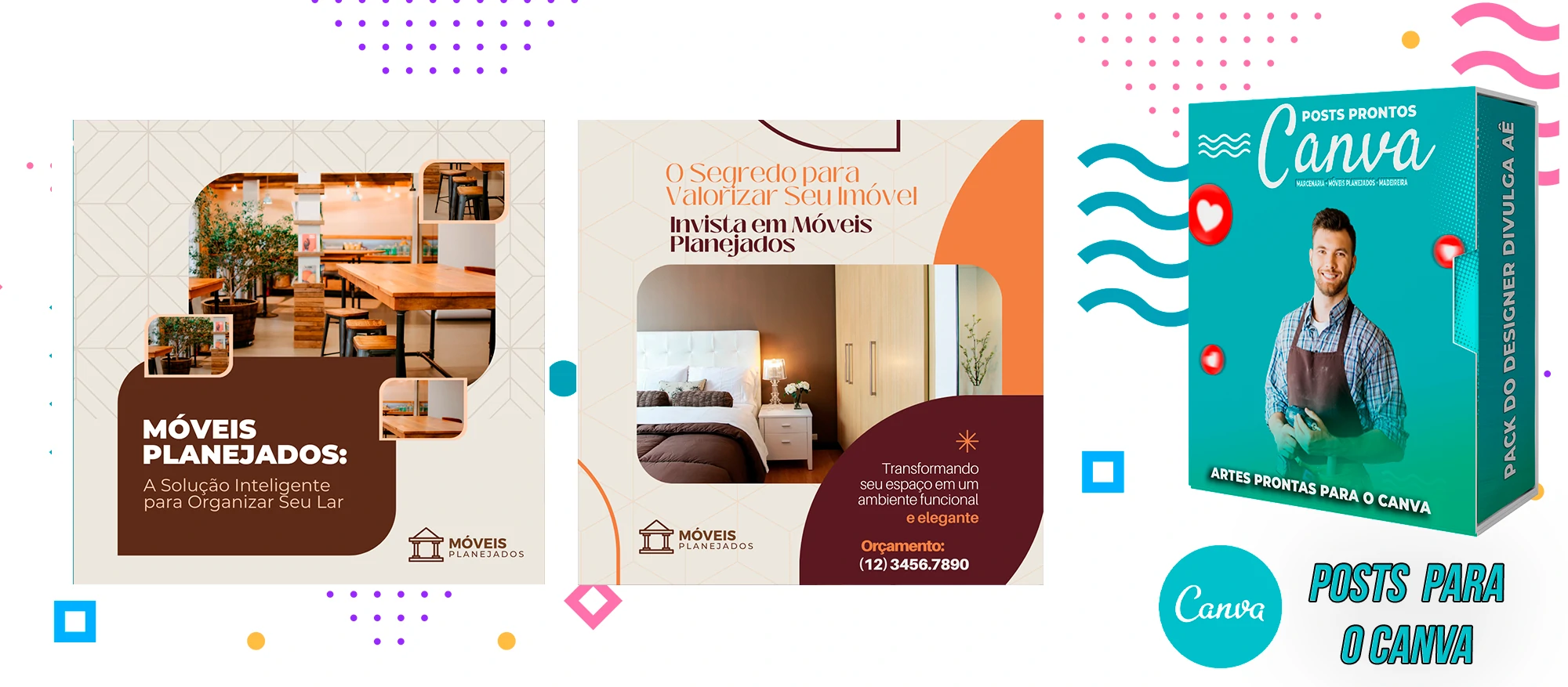 Pack de Posts Prontos para o Canva - Móveis Planejados e Marcenaria - Madereira + Legendas Prontas - Imagem 3