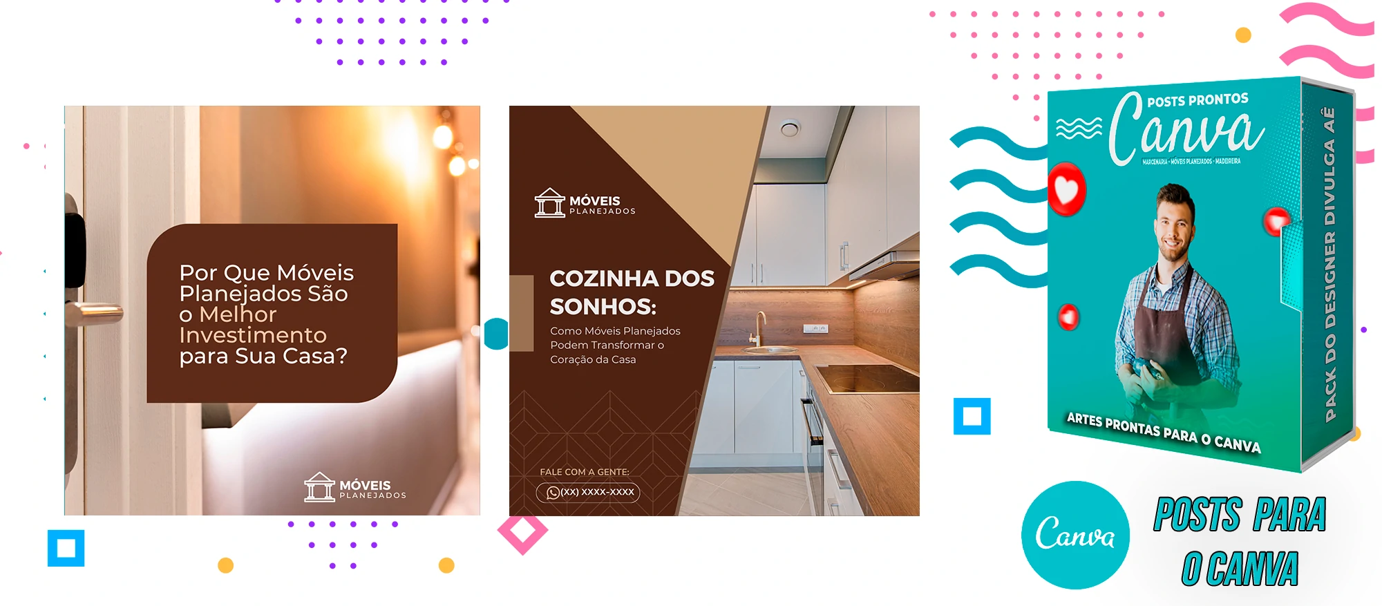 Pack de Posts Prontos para o Canva - Móveis Planejados e Marcenaria - Madereira + Legendas Prontas - Imagem 4
