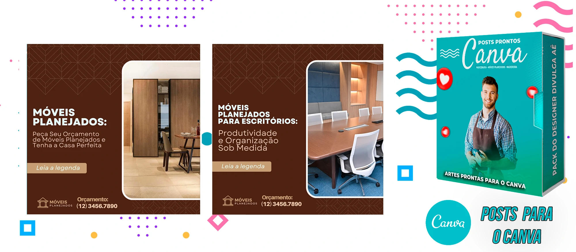 Pack de Posts Prontos para o Canva - Móveis Planejados e Marcenaria - Madereira + Legendas Prontas - Imagem 5