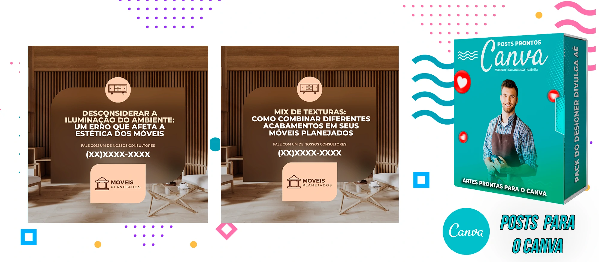 Pack de Posts Prontos para o Canva - Móveis Planejados e Marcenaria - Madereira + Legendas Prontas - Imagem 27