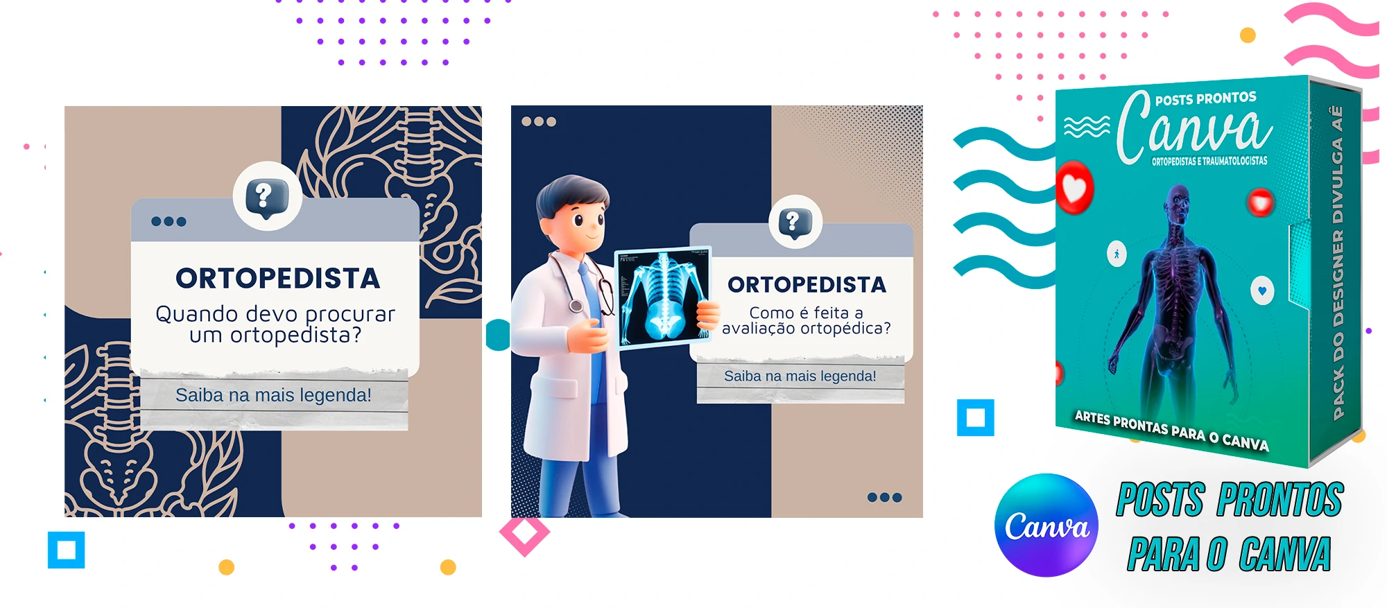 Pack de Posts Prontos com legendas para Ortopedistas e Clínica Ortopédica no Canva - Imagem 3
