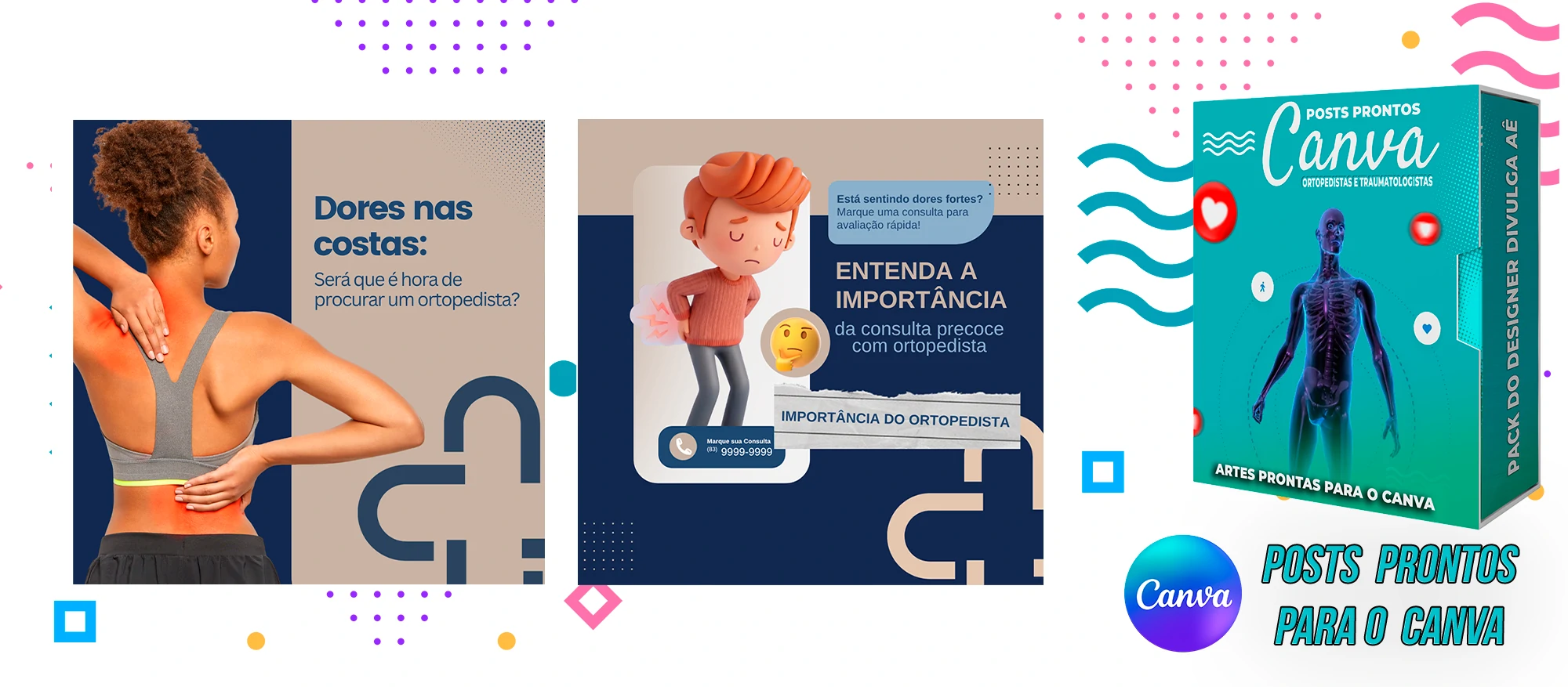 Pack de Posts Prontos com legendas para Ortopedistas e Clínica Ortopédica no Canva - Imagem 2