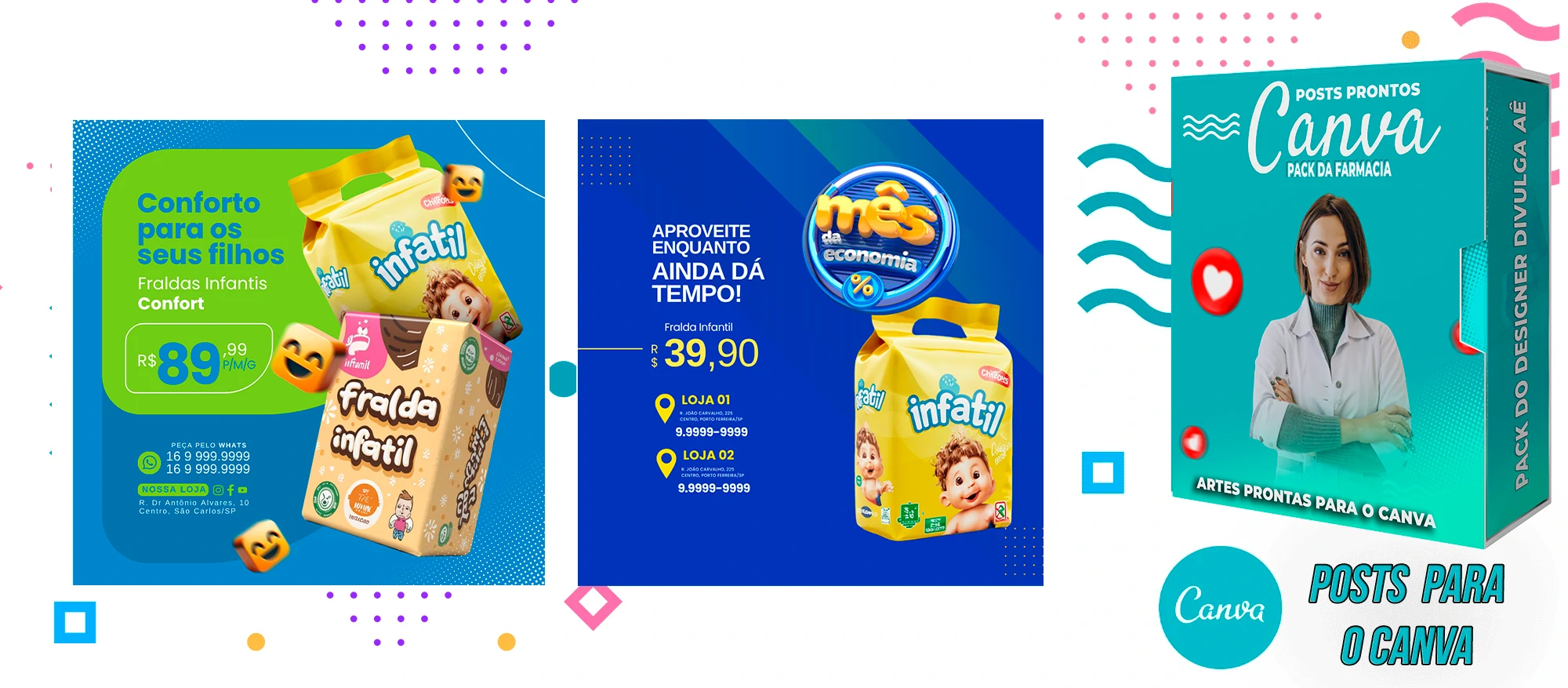Pack de Posts Prontos para o Canva com Legendas - Farmácia - Drogaria - Imagem 30