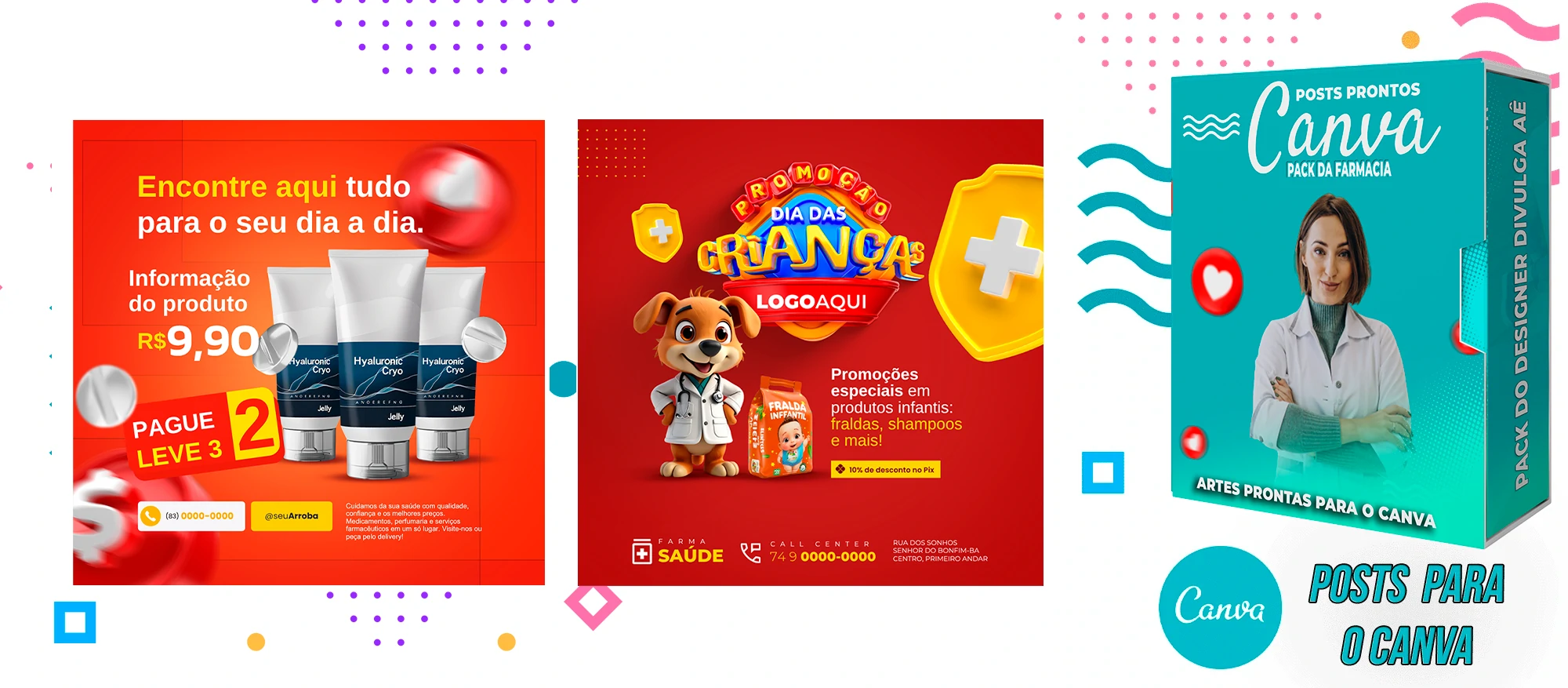 Pack de Posts Prontos para o Canva com Legendas - Farmácia - Drogaria - Imagem 39