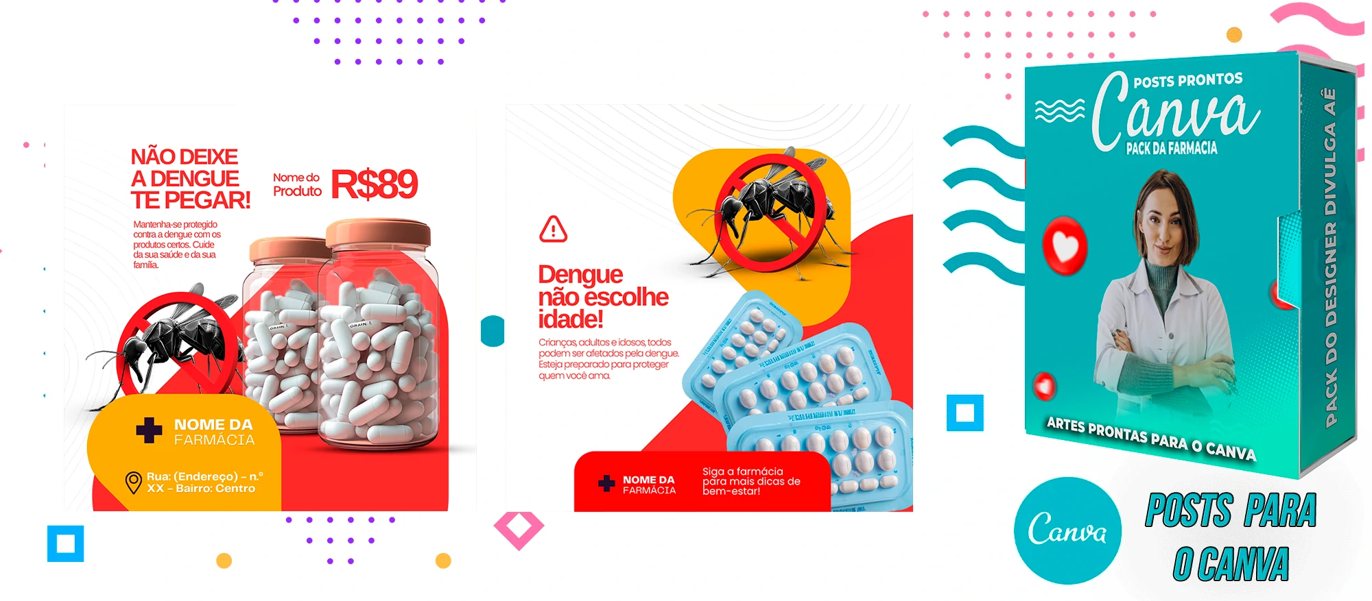 Pack de Posts Prontos para o Canva com Legendas - Farmácia - Drogaria - Imagem 29