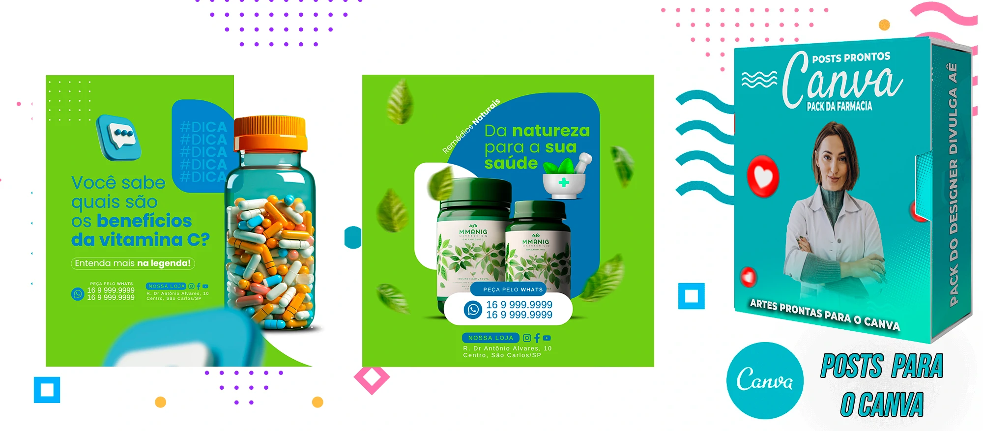 Pack de Posts Prontos para o Canva com Legendas - Farmácia - Drogaria - Imagem 25