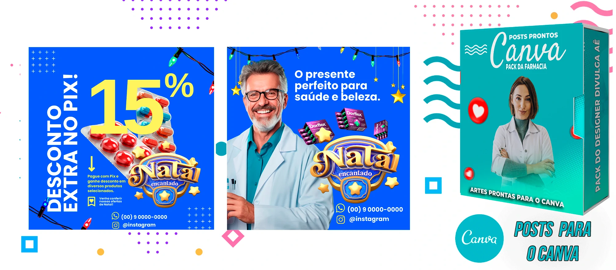 Pack de Posts Prontos para o Canva com Legendas - Farmácia - Drogaria - Imagem 18