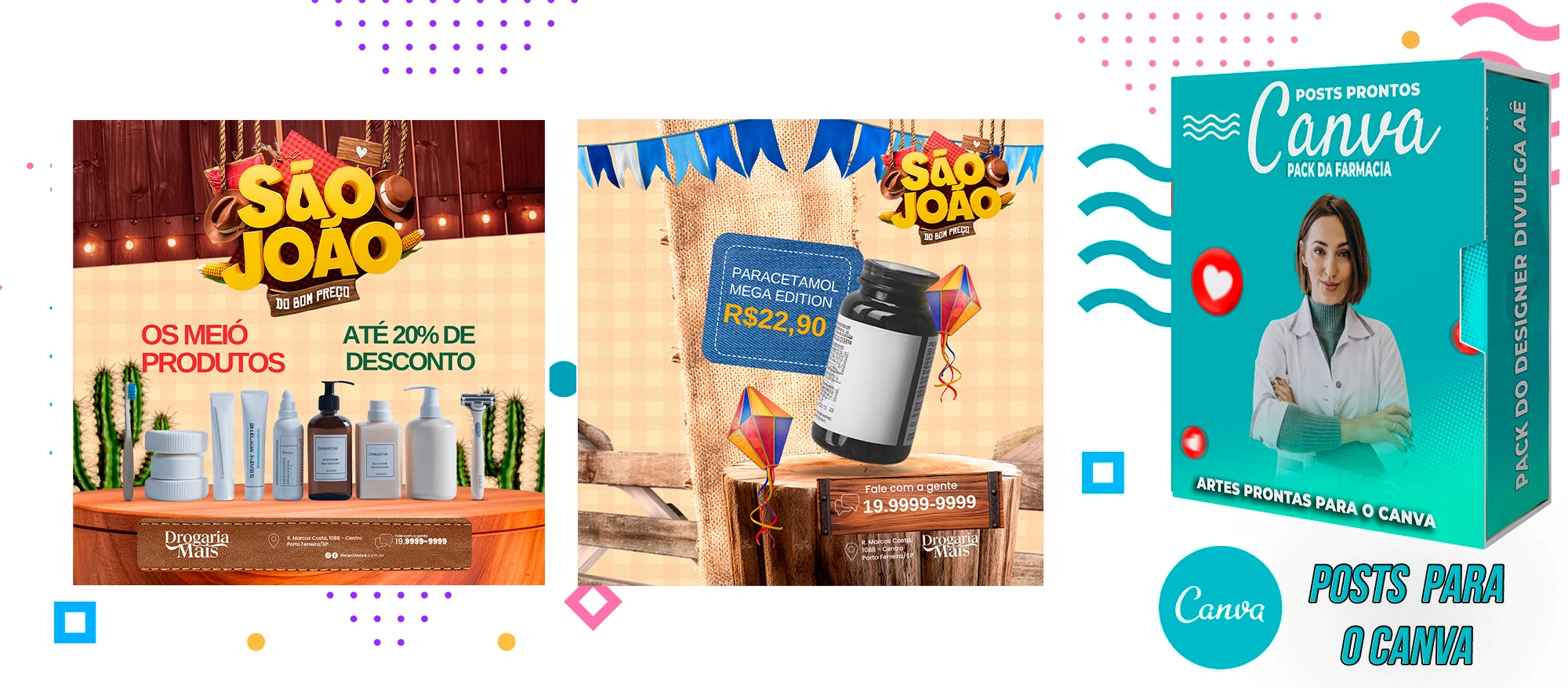 Pack de Posts Prontos para o Canva com Legendas - Farmácia - Drogaria - Imagem 8
