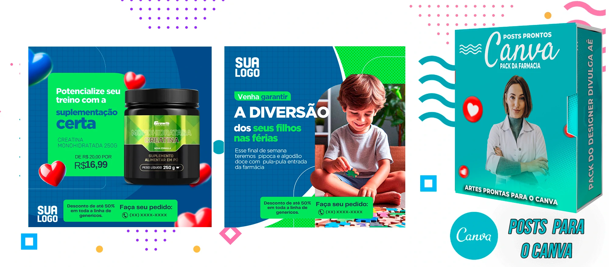 Pack de Posts Prontos para o Canva com Legendas - Farmácia - Drogaria - Imagem 22