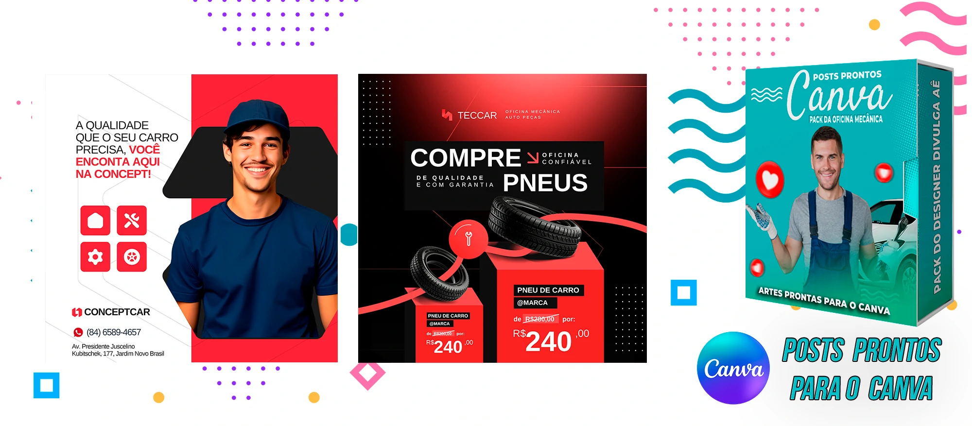 Mega Pack de Posts Prontos - Oficina Mecânica - Auto Peças + Legendas para o Canva - Imagem 2