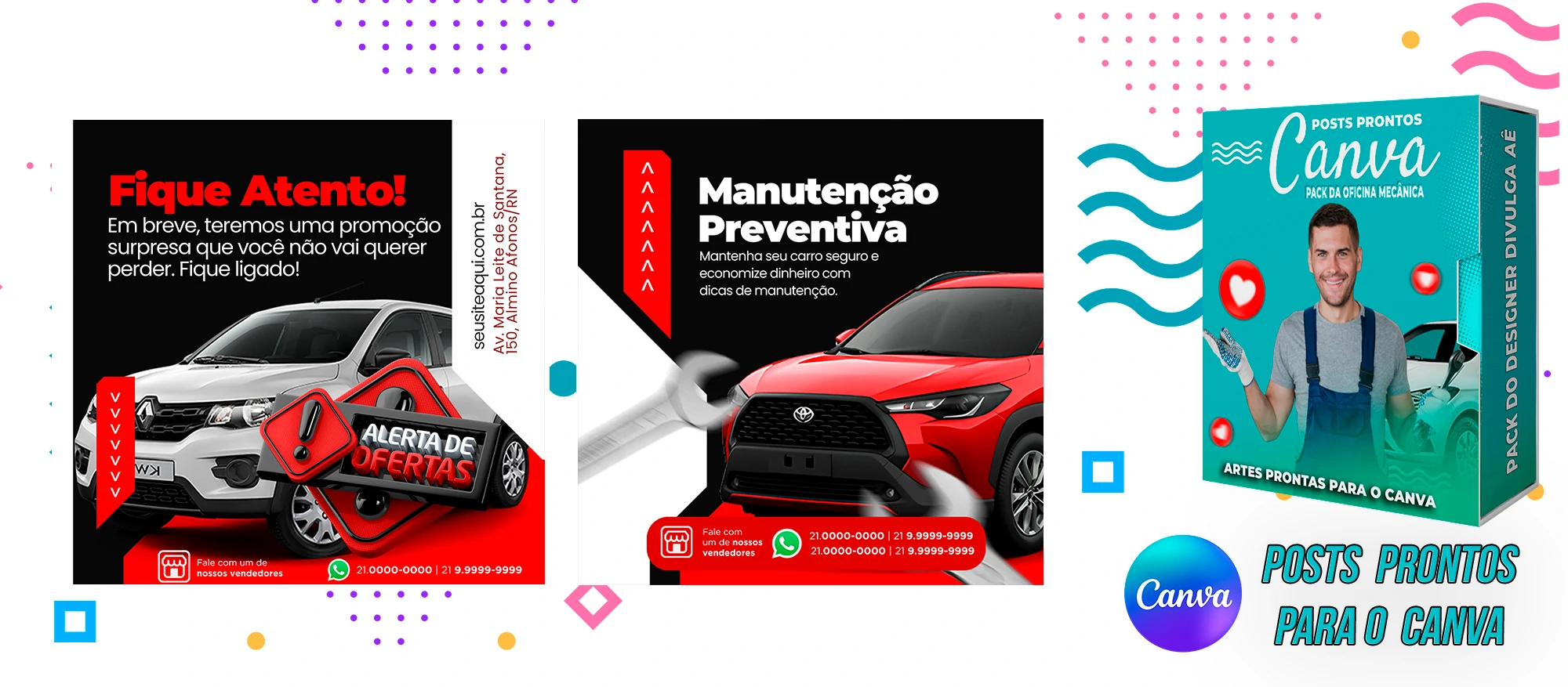 Mega Pack de Posts Prontos - Oficina Mecânica - Auto Peças + Legendas para o Canva - Imagem 4