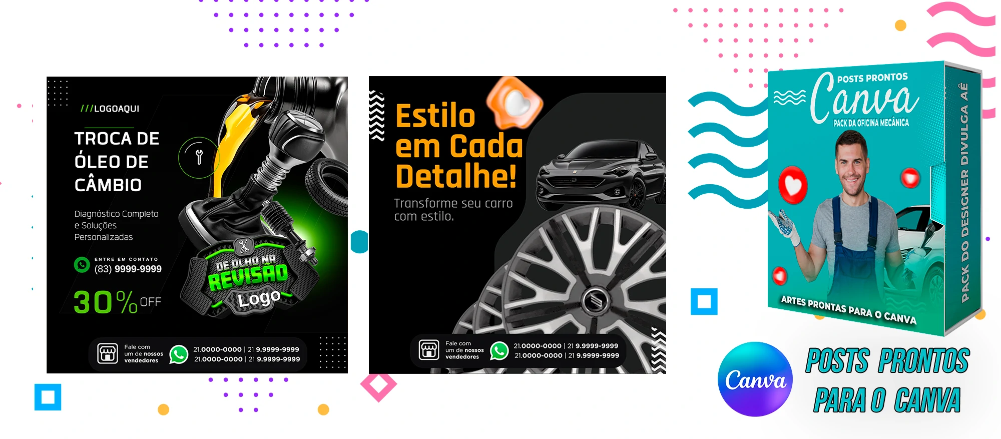 Mega Pack de Posts Prontos - Oficina Mecânica - Auto Peças + Legendas para o Canva - Imagem 12