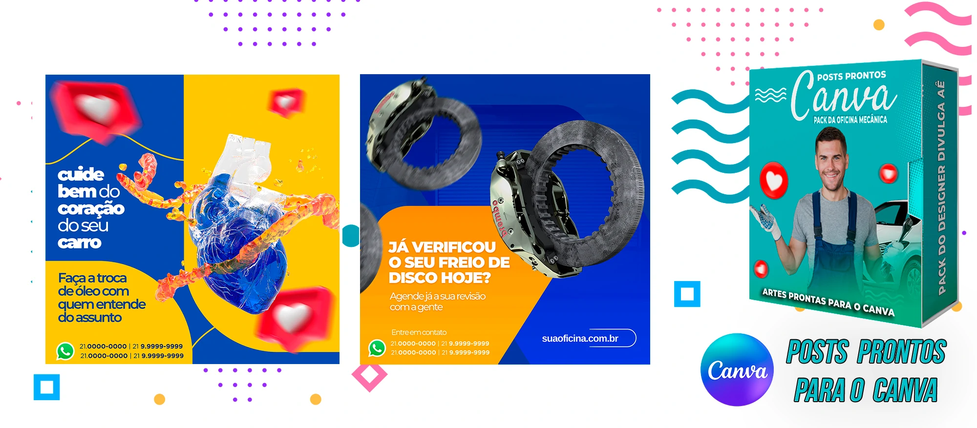 Mega Pack de Posts Prontos - Oficina Mecânica - Auto Peças + Legendas para o Canva - Imagem 3