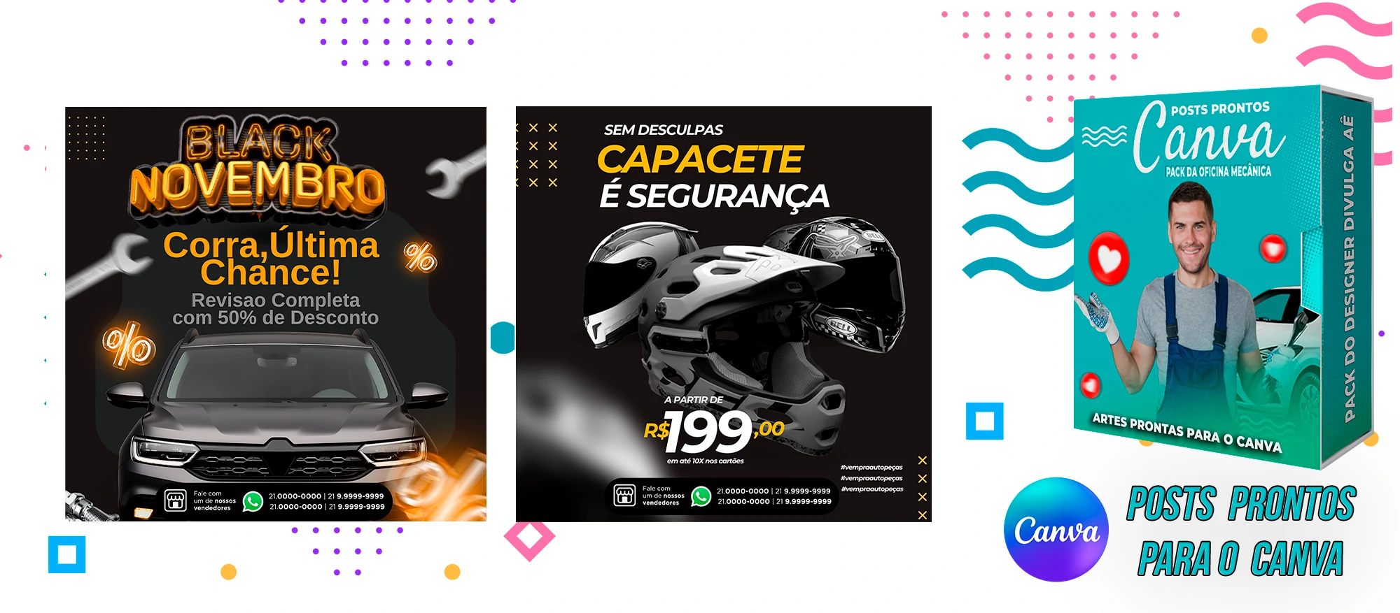 Mega Pack de Posts Prontos - Oficina Mecânica - Auto Peças + Legendas para o Canva - Imagem 10