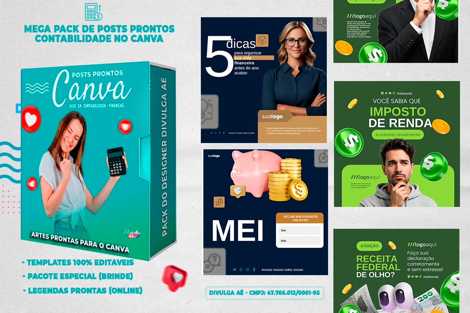 Pack de Posts Prontos com Legendas para Contabilidade no Canva - Imagem 46