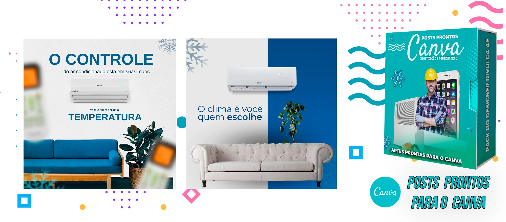 Pack de Posts Prontos para o Canva - Climatização e Refrigeração com Legendas - Imagem 9