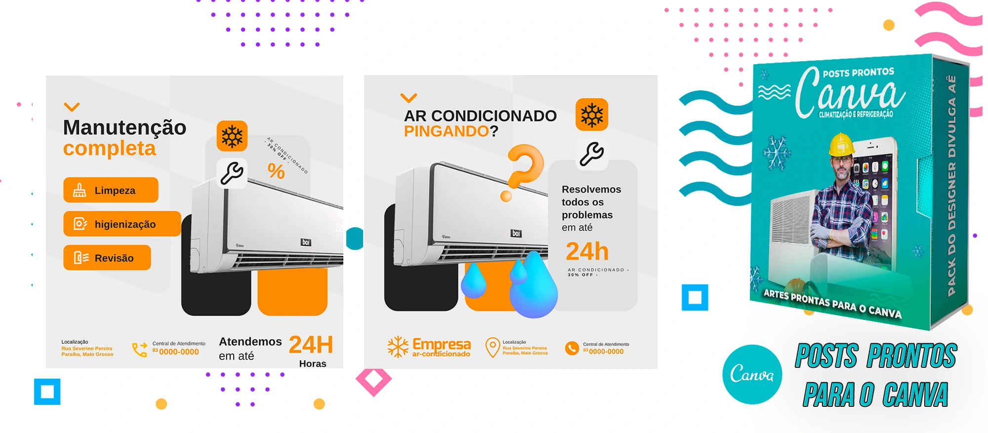 Pack de Posts Prontos para o Canva - Climatização e Refrigeração com Legendas - Imagem 5