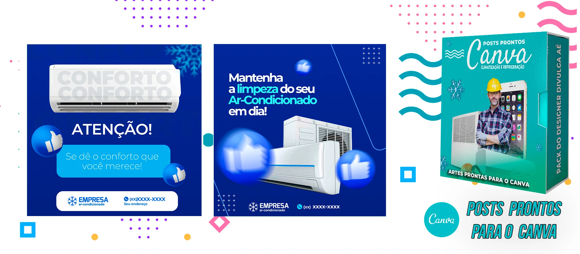 Pack de Posts Prontos para o Canva - Climatização e Refrigeração com Legendas - Imagem 6