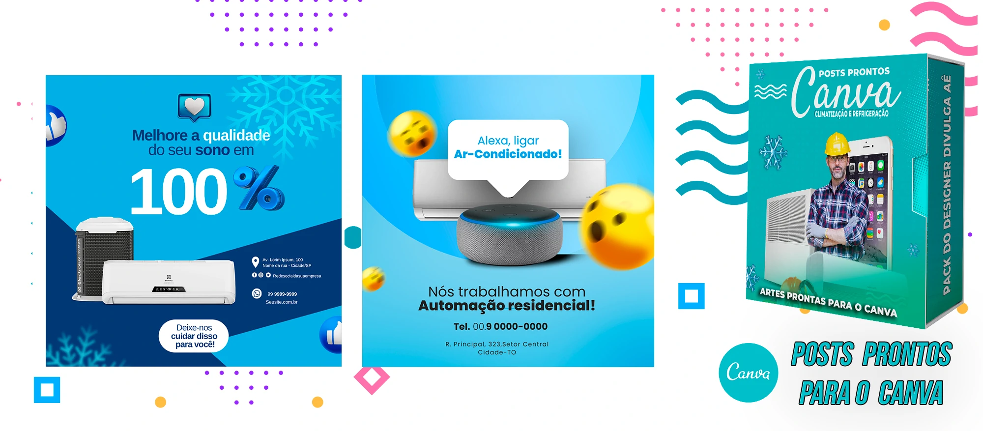 Pack de Posts Prontos para o Canva - Climatização e Refrigeração com Legendas - Imagem 12