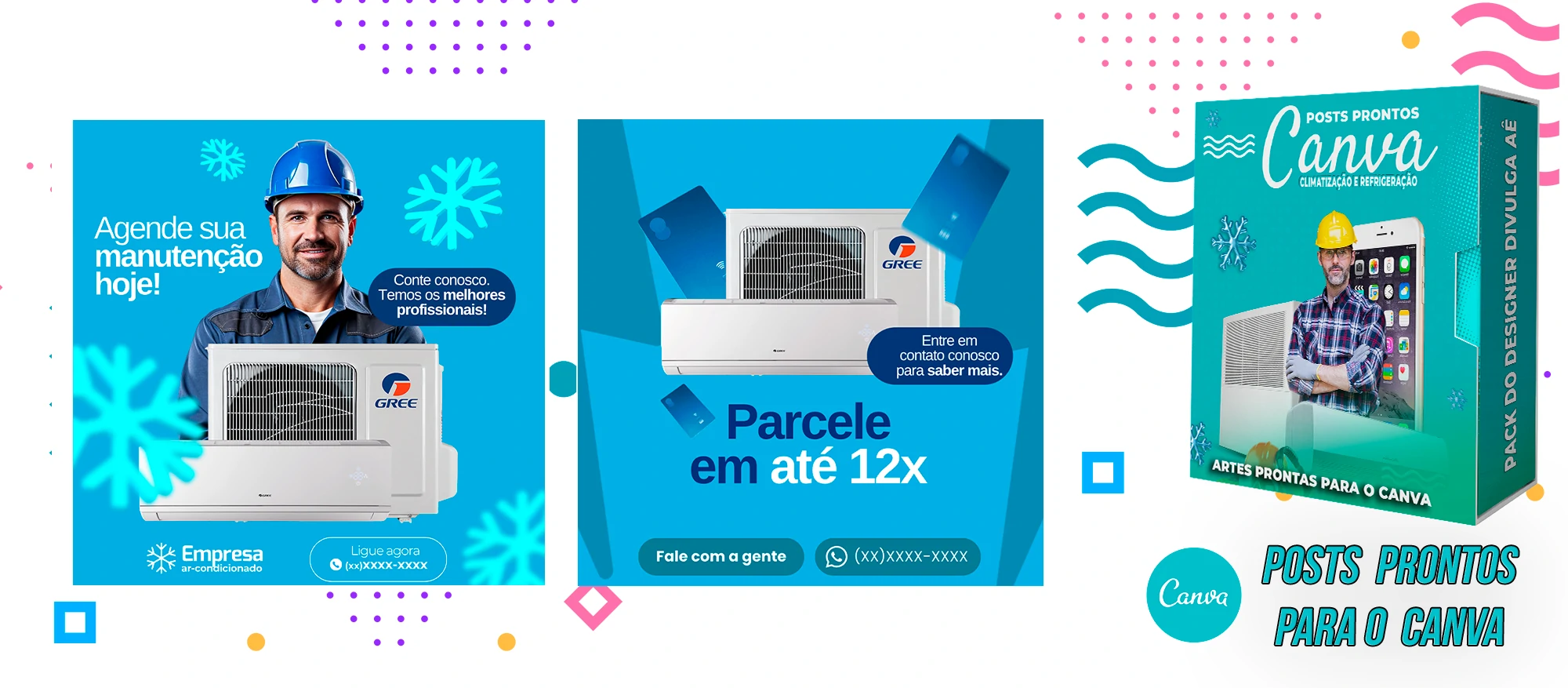 Pack de Posts Prontos para o Canva - Climatização e Refrigeração com Legendas - Imagem 7