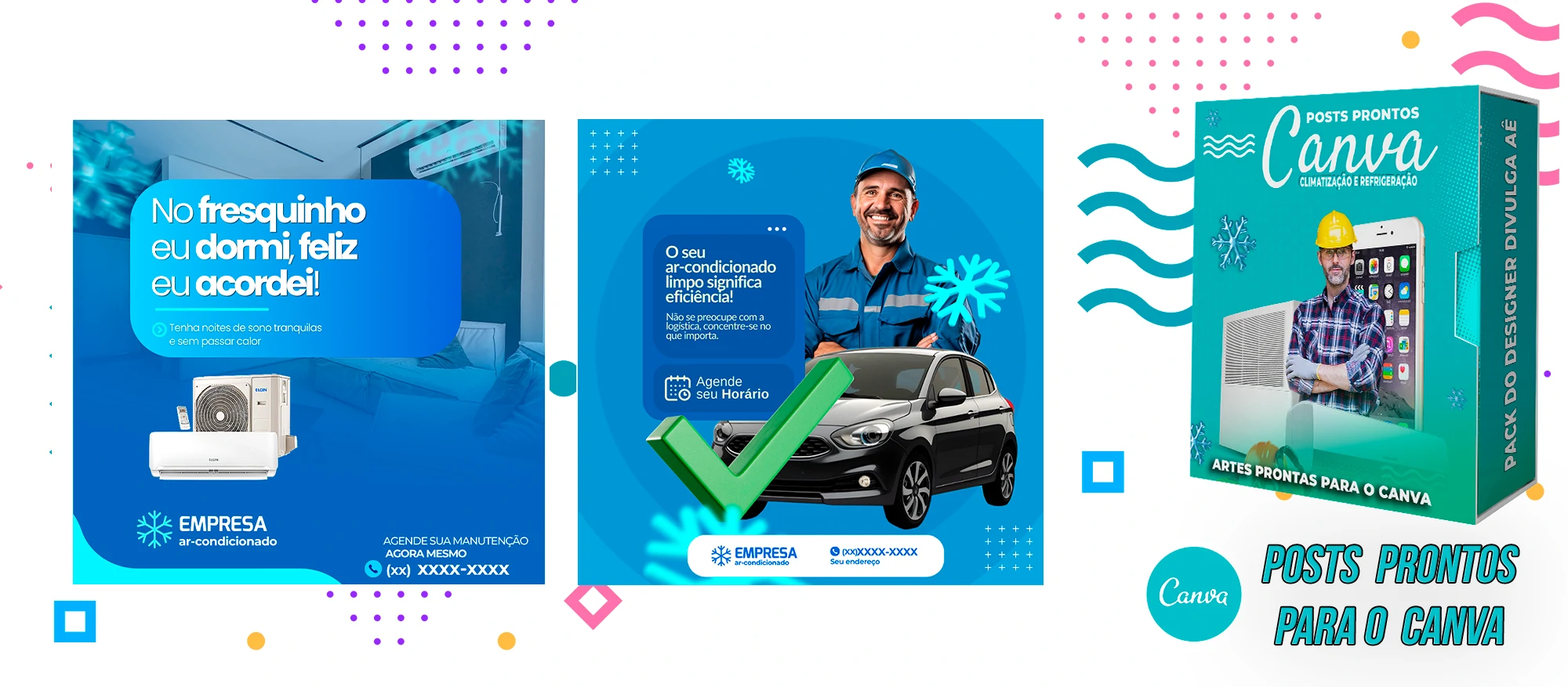 Pack de Posts Prontos para o Canva - Climatização e Refrigeração com Legendas - Imagem 10