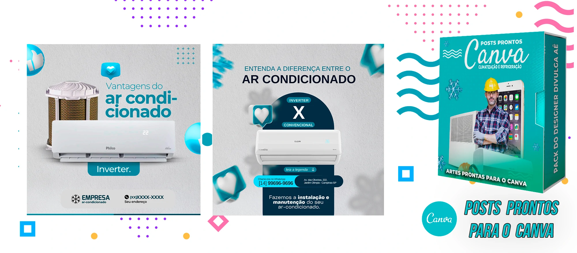 Pack de Posts Prontos para o Canva - Climatização e Refrigeração com Legendas - Imagem 8