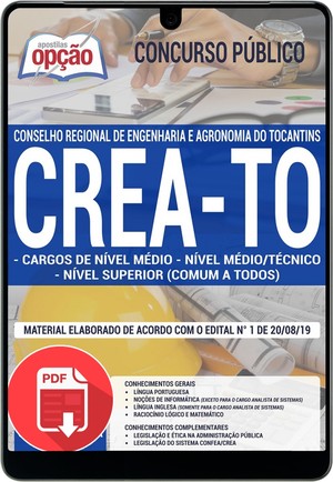 Apostila Concurso CREA TO - COMUM A TODOS OS CARGOS DE NÍVEL MÉDIO, MÉDIO/TÉCNICO E SUPERIOR