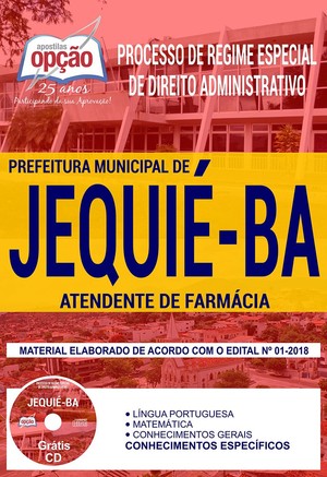 Apostila Processo de Regime Especial Prefeitura de Jequié - ATENDENTE DE FARMÁCIA