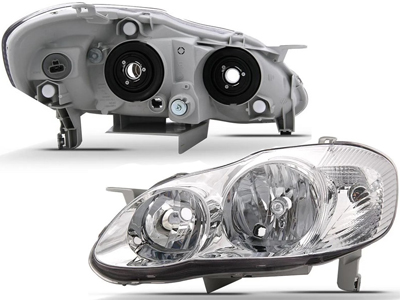 Farol corolla 03 04 le mascara cromada