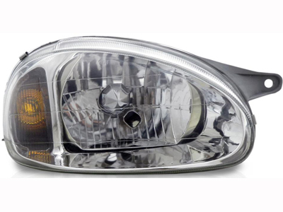 Farol Corsa 00/10 LD (Carcaça Cinza, Cromada, Pisca Âmbar)