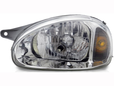 Farol Corsa 00/10 LE (Carcaça Cinza, Cromada, Pisca Âmbar)