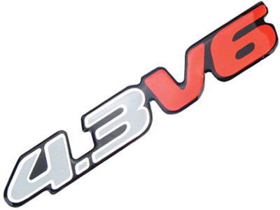 Emblema Resinado 4.3V6 Prata Grande Chevrolet