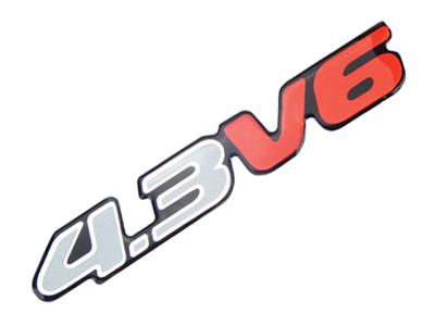 Emblema resinado 4 3v6 prata pequeno chevrolet