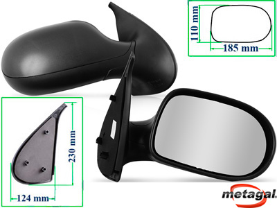 Retrovisor Ext Palio 11/ 2P LD Fixo (Preto - Base Redonda)