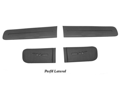 Friso lateral uno novo 10 4p preto largo 4 pecas