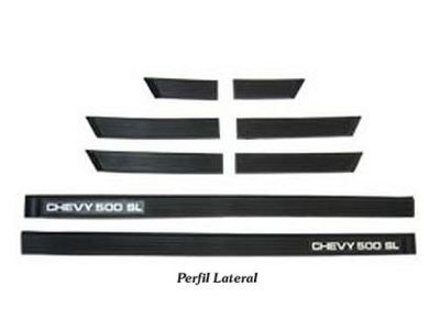 Friso lateral chevy 500 sl 83 86 preto cromado 8 pecas