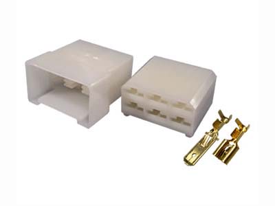 Kit Conector 6 Vias (Macho/Fêmea/Terminais - Fio 6.3mm)