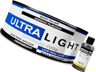 Massa Plástica Ultra Light C/Catalisador (495 Gramas)