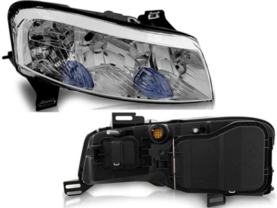 Farol Stilo 02/ LD (Cromada, Plug Oval, S/Motor, C/Auxiliar)