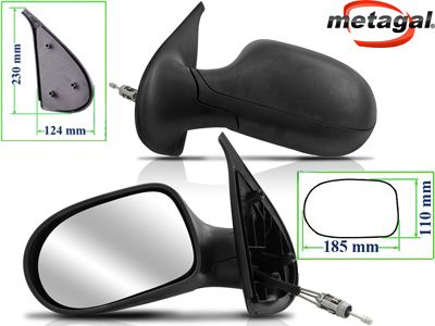 Retrovisor ext palio 11 2p le c c preto base redonda