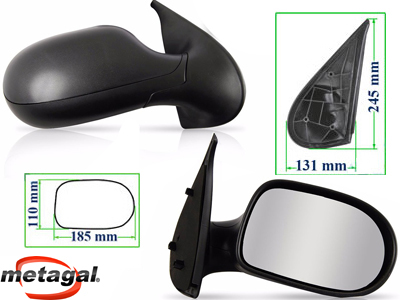 Retrovisor ext palio 11 4p ld fixo preto base redonda
