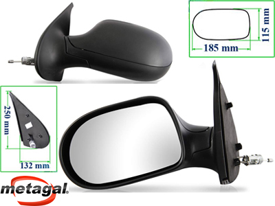 Retrovisor ext palio 11 4p le c c preto base redonda