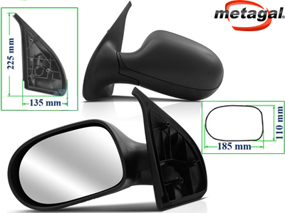 Retrovisor Ext Palio 11/ 2P LE Fixo (Preto - Base Reta)