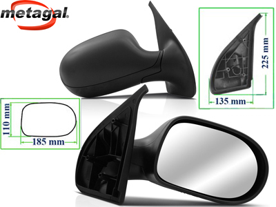 Retrovisor ext palio 11 2p ld fixo preto base reta