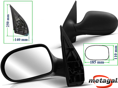 Retrovisor ext palio 11 4p le fixo preto base reta