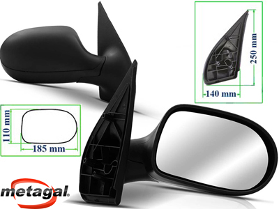 Retrovisor ext palio 11 4p ld fixo preto base reta