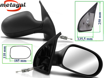 Retrovisor ext palio 11 4p ld c c preto base reta