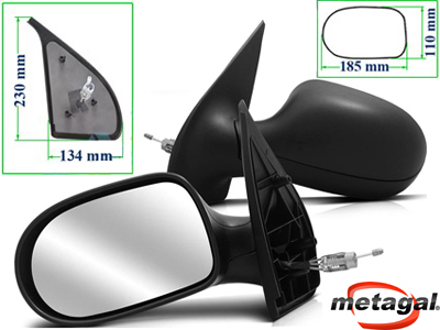Retrovisor ext palio 11 2p le c c preto base reta