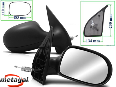 Retrovisor ext palio 11 2p ld c c preto base reta
